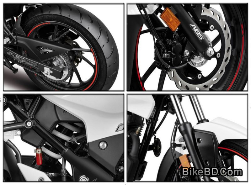 hero motorcycle wheel brake and suspension system 