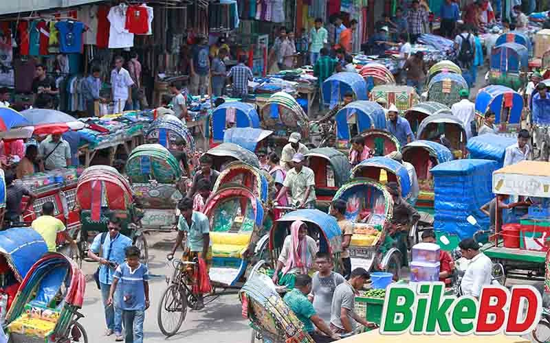 dhaka city rickshaw traffic jam