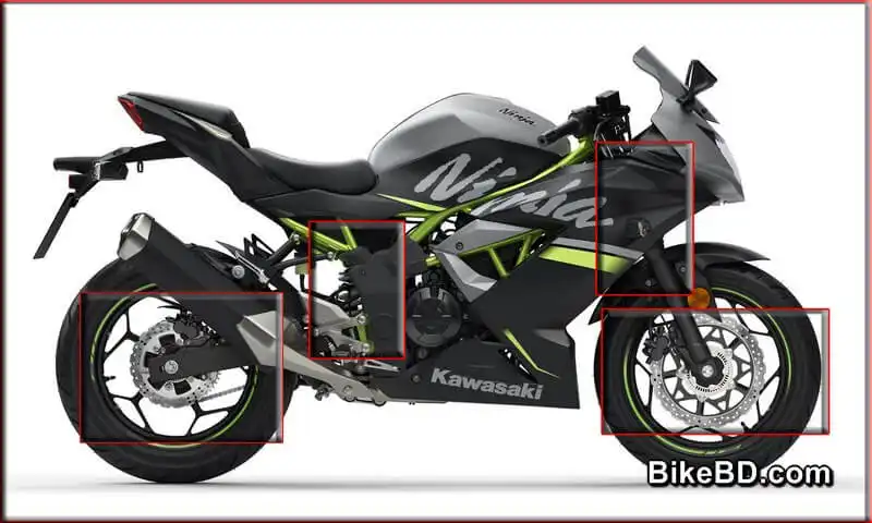 kawasaki ninja 125 wheel brake suspension system