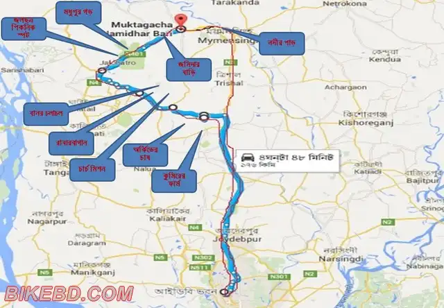 tour map of bangladeshi motorbike traveler