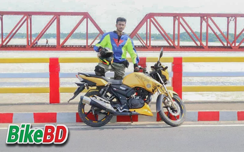 tvs apache rtr160 yellow color front rear brank and exhust