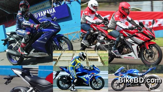 yamaha r15 v3 vs msuzuki gsxm r150 vs honda cbr150r riding controlling