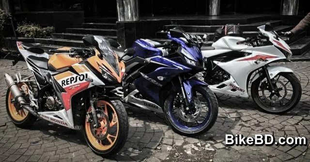 yamaha r15 v3 vs suzuki gsx r150 vs honda cbr150r looks design comparison